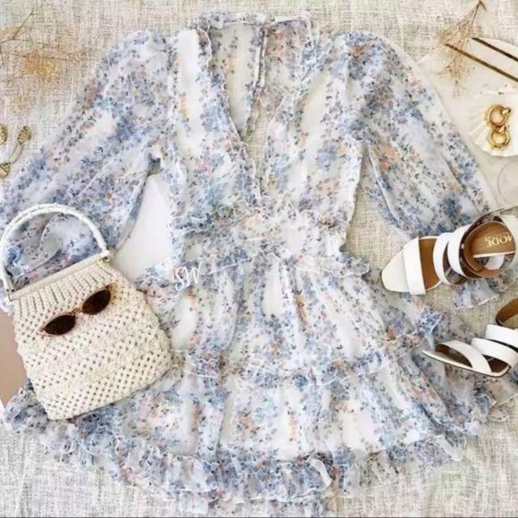 BESTSELLER🌸 Floral Print Ruffle Long Sleeve Dress - Picture 3 of 4
